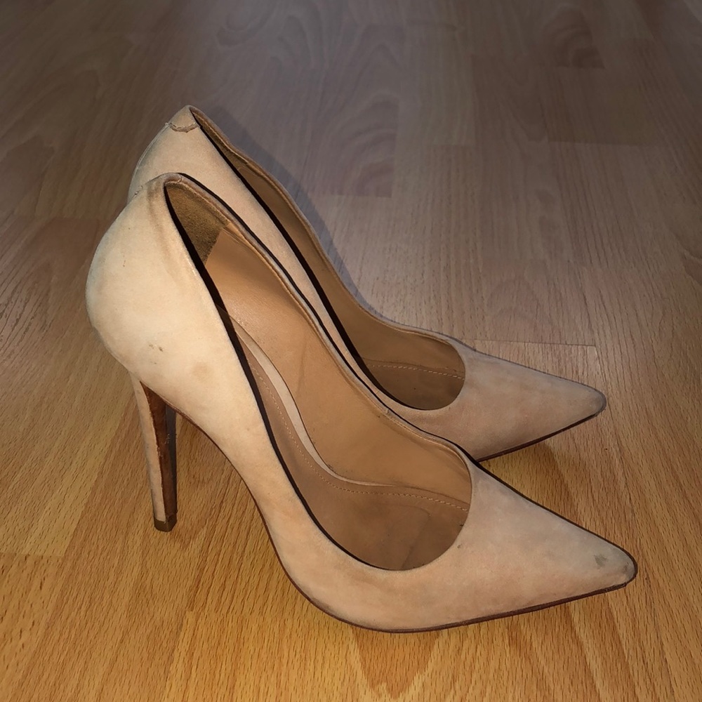 Nude suede heels
